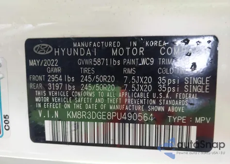 2023 Hyundai Palisade Xrt from USA, damaged, VIN KM8R3DGE8PU490564